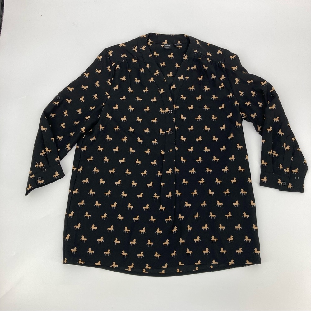 Icone Exclusivite Simons Silky black Printed Tunic Style Top - Medium